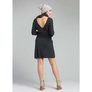 Prana Black Long-Sleeve Backless Dress